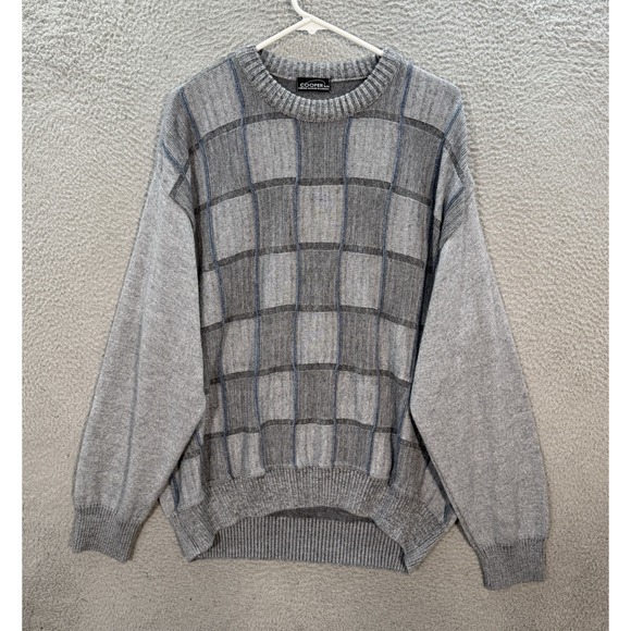 Vintage Cooper Sweater Adult XL Gray Geometric Wool Blend Grandpa Old Money Y2K - Picture 1 of 10